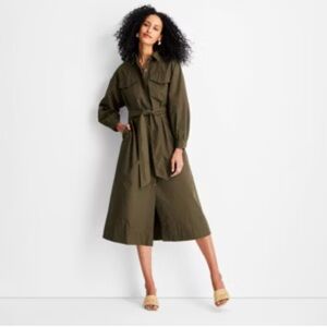 Belted Shirtdress - Future Collective Olive green long sleeves sz XXL NWT